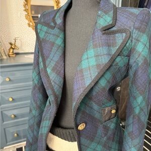 Smythe Teal and Navy Plaid Blazer